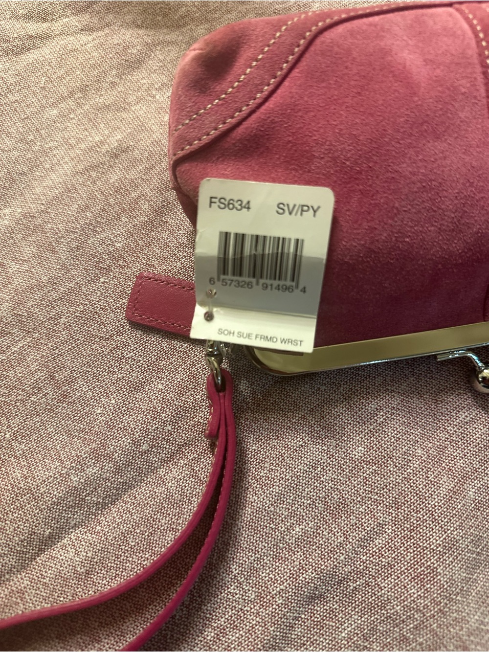 Coach Pink Suede Wristlet Clutch - Picture 5 of 8